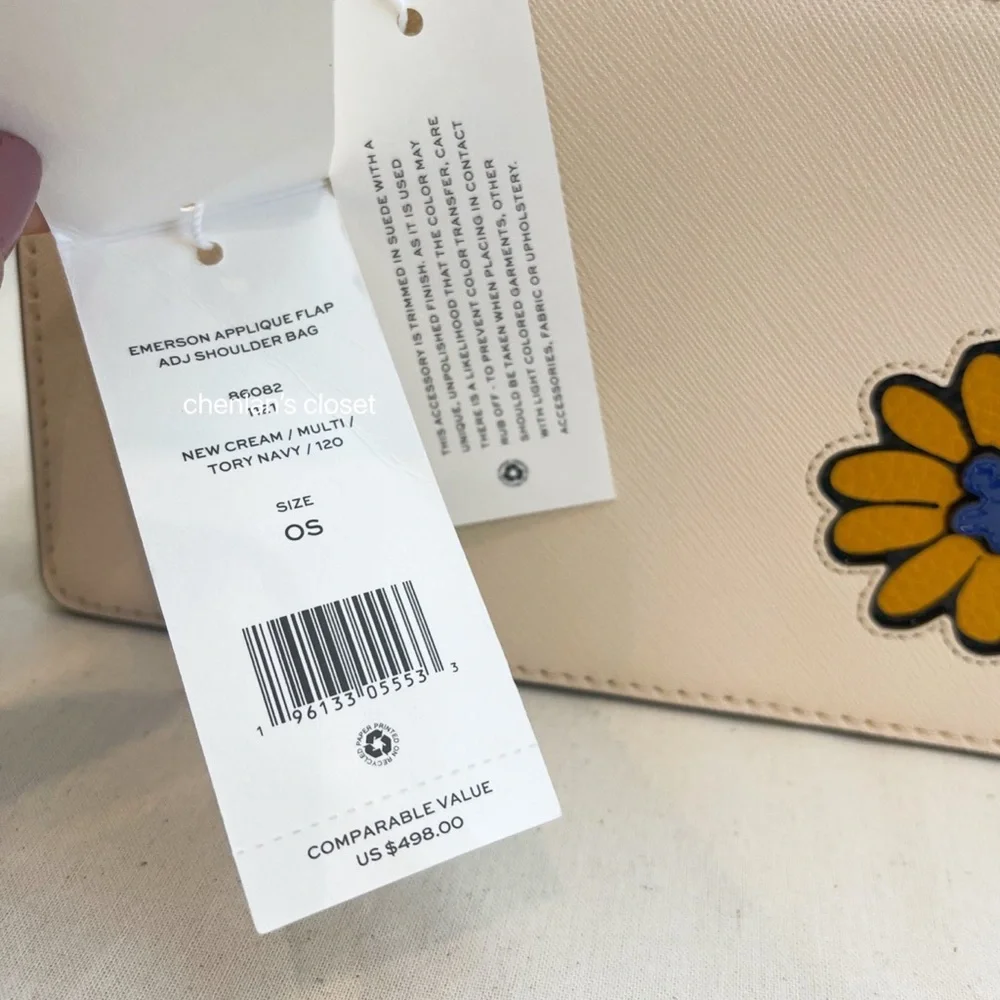 🌈NeW! Tory Burch Emerson Applique Flap Floral Shoulder Bag - Picture 12 of 13